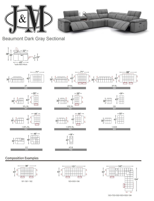 J & M Furniture Beaumont Leather Sectional