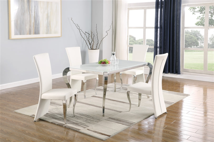 Chintaly TERESA Dining Set w/ Starphire Glass Top & 4 High-back Chairs