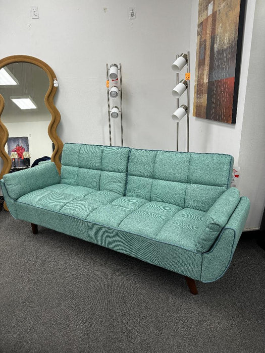 CLEARANCE - Caufield Upholstered Convertible Sofa Bed Turquoise Blue
