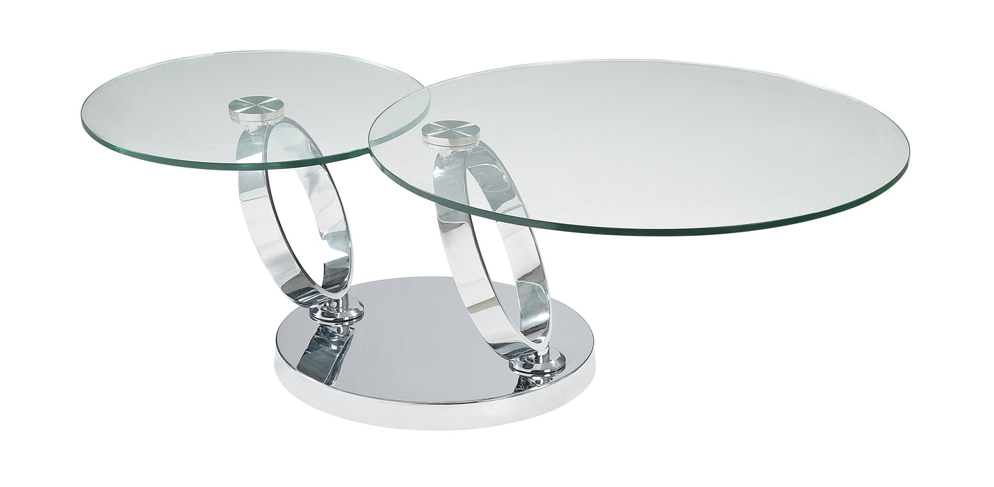 J & M Furniture MC Chicago Coffee Table in Glass & Chrome
