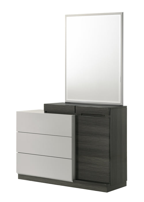 J & M Furniture Cube Dresser & Mirror in Dark Zebra Gray