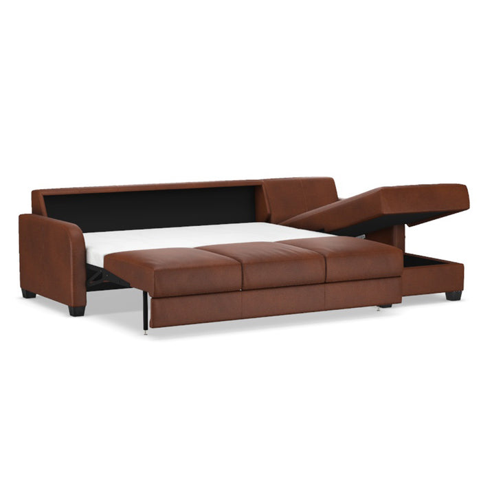 Slofa The Dove Sectional Sleeper Sofa by Omnia Leather (with Storage Chaise on the RIGHT)