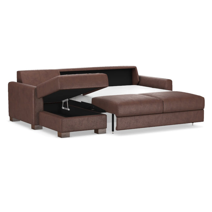 Slofa The Eden Sectional Sleeper Sofa by Omnia Leather (with Storage Chaise on the LEFT)