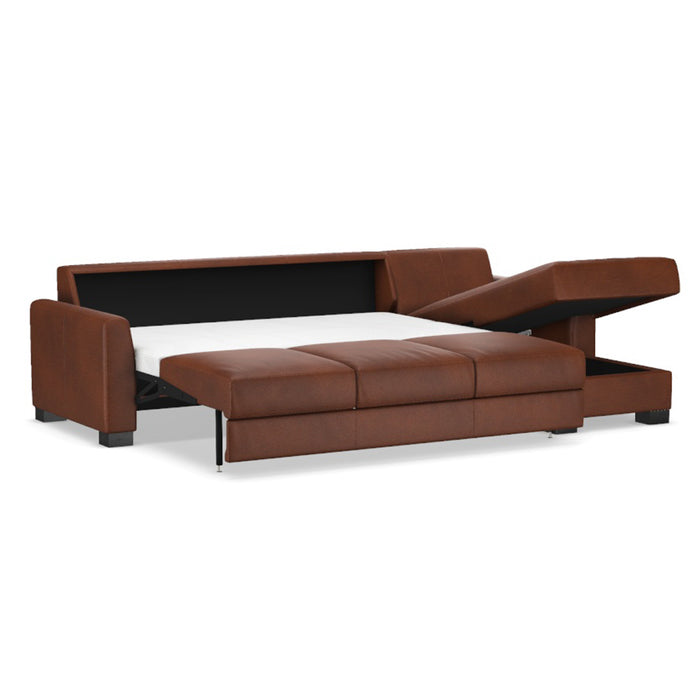 Slofa The Eden Sectional Sleeper Sofa by Omnia Leather (with Storage Chaise on the RIGHT)