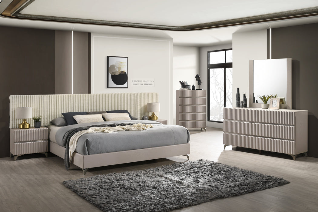 J & M Furniture Grace Queen Bed in Matte Taupe
