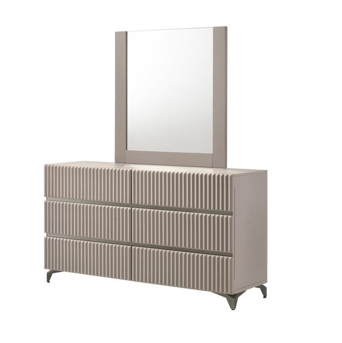 J & M Furniture Grace Dresser & Mirror in Matte Taupe