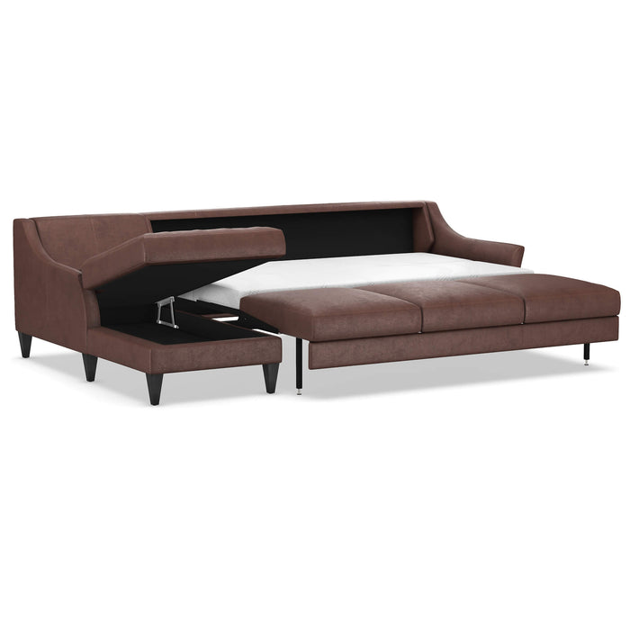 Slofa The Harmony Sectional Sleeper Sofa by Omnia Leather (with Storage Chaise on the LEFT)
