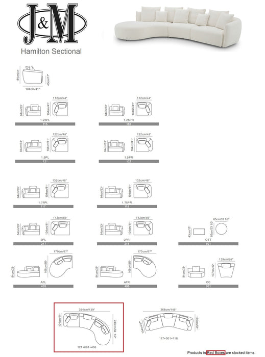 J & M Furniture Hamilton Fabric Sectional in Off White