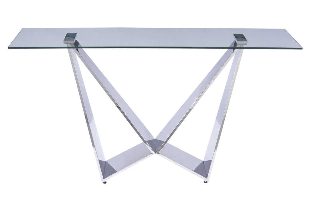 J & M Furniture MC Harmony Console Table in Glass & Chrome