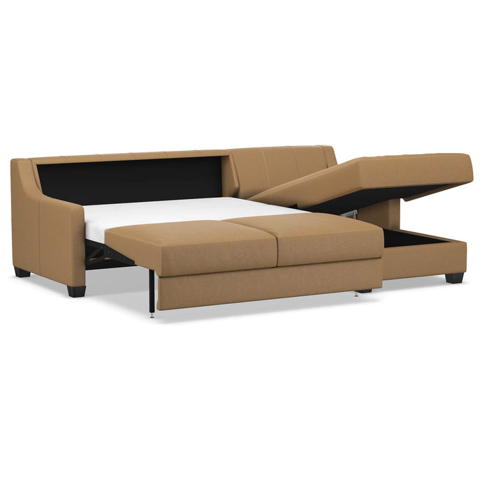 Slofa The Joy Sectional Sleeper Sofa by Omnia Leather (with Storage Chaise on the RIGHT)