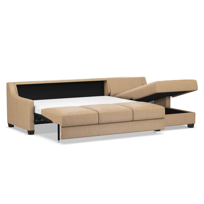 Slofa The Joy Sectional Sleeper Sofa by Omnia Leather (with Storage Chaise on the RIGHT)