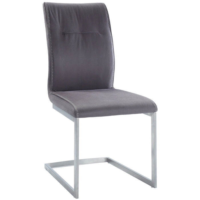 Chintaly KALINDA Contemporary Cantilever Side Chair w/ Highlight Stitching - 2 per box Brushed SS