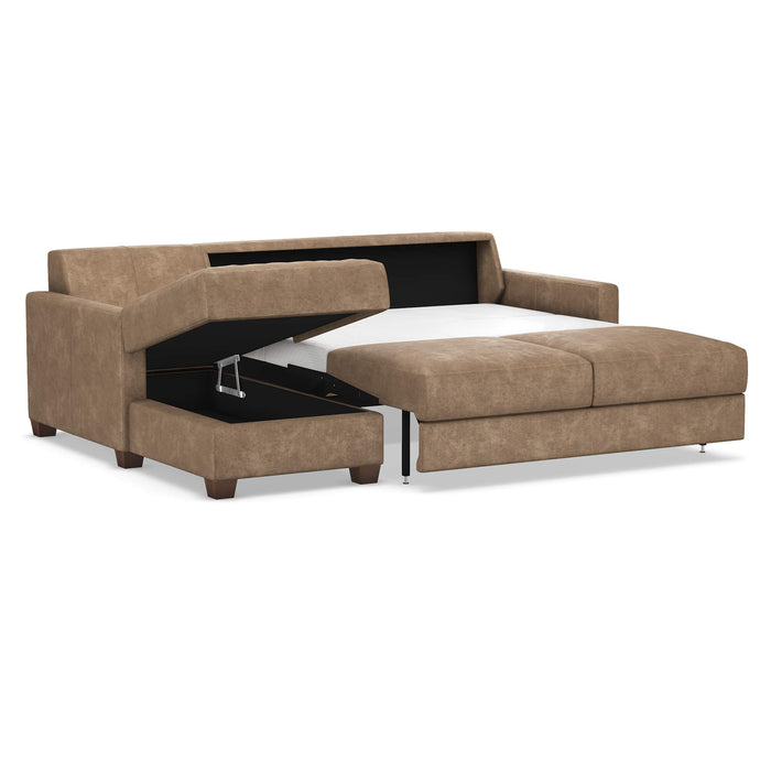 Slofa The Karma Sectional Sleeper Sofa by Omnia Leather (with Storage Chaise on the LEFT)
