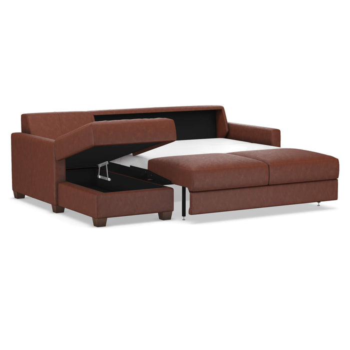 Slofa The Karma Sectional Sleeper Sofa by Omnia Leather (with Storage Chaise on the LEFT)