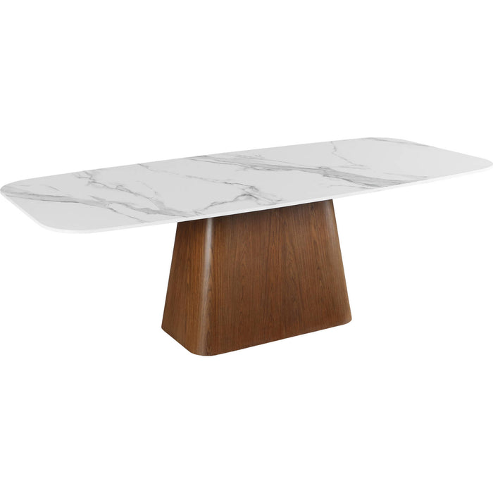 Chintaly KENZA Modern Marbleized Sintered Stone Top Table w/ Wooden Base