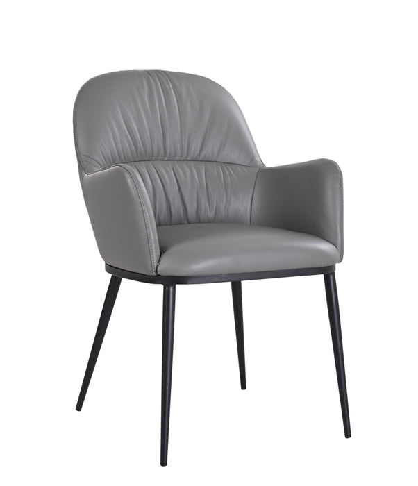 J & M Furniture Kora Leather Armchair in Charcoal Grey