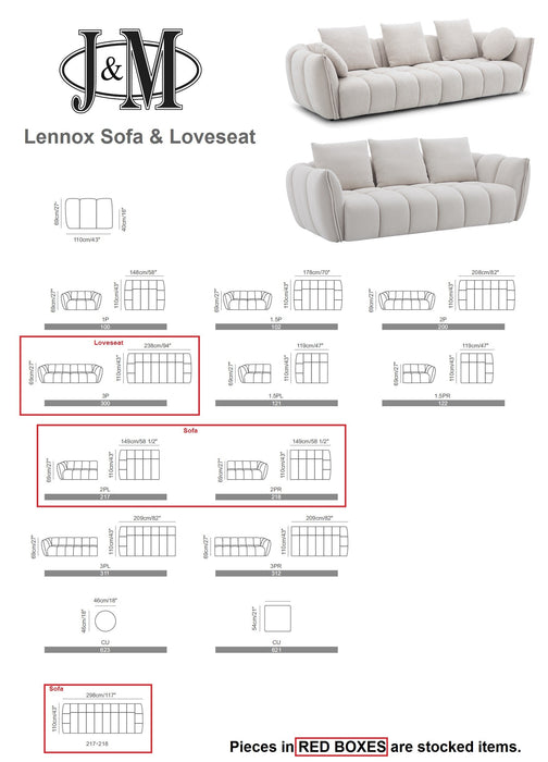 J & M Furniture Lennox Loveseat In Light Grey