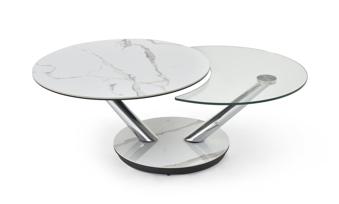 J & M Furniture MC Moon Coffee Table in White & Grey