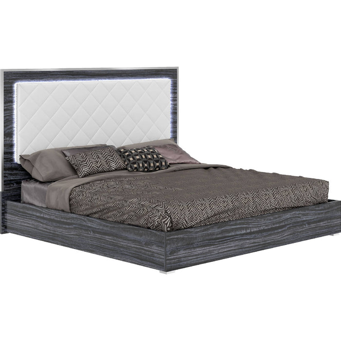 Chintaly NAPLES King Bed Melamine Wood Back Panel Gloss Gray