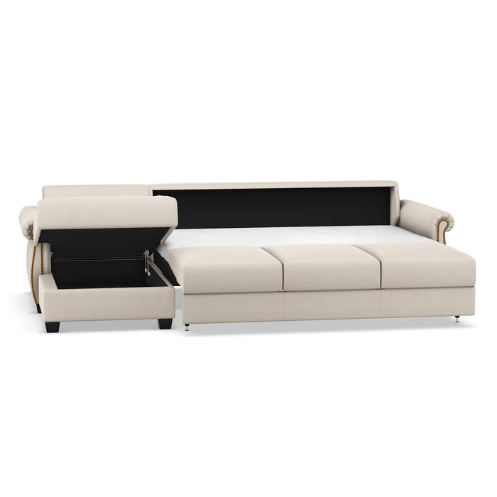 Slofa The Oasis Sectional Sleeper Sofa by Omnia Leather (with Storage Chaise on the LEFT)