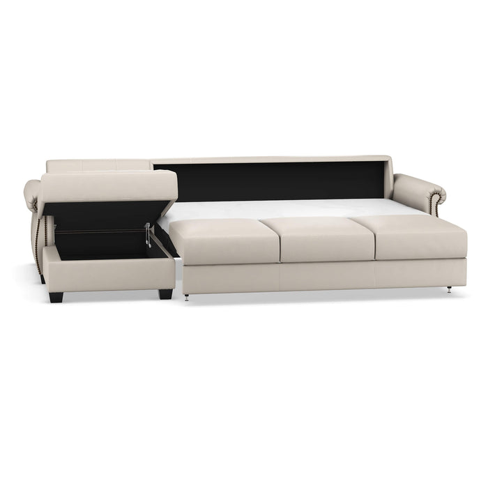 Slofa The Oasis Sectional Sleeper Sofa by Omnia Leather (with Storage Chaise on the LEFT)
