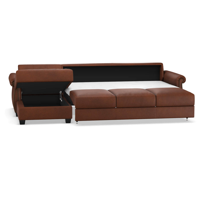 Slofa The Oasis Sectional Sleeper Sofa by Omnia Leather (with Storage Chaise on the LEFT)