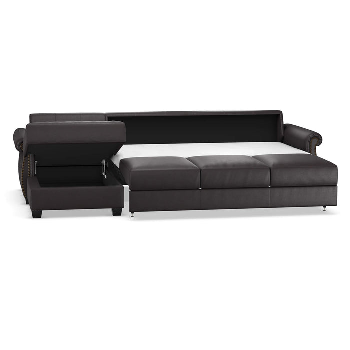 Slofa The Oasis Sectional Sleeper Sofa by Omnia Leather (with Storage Chaise on the LEFT)