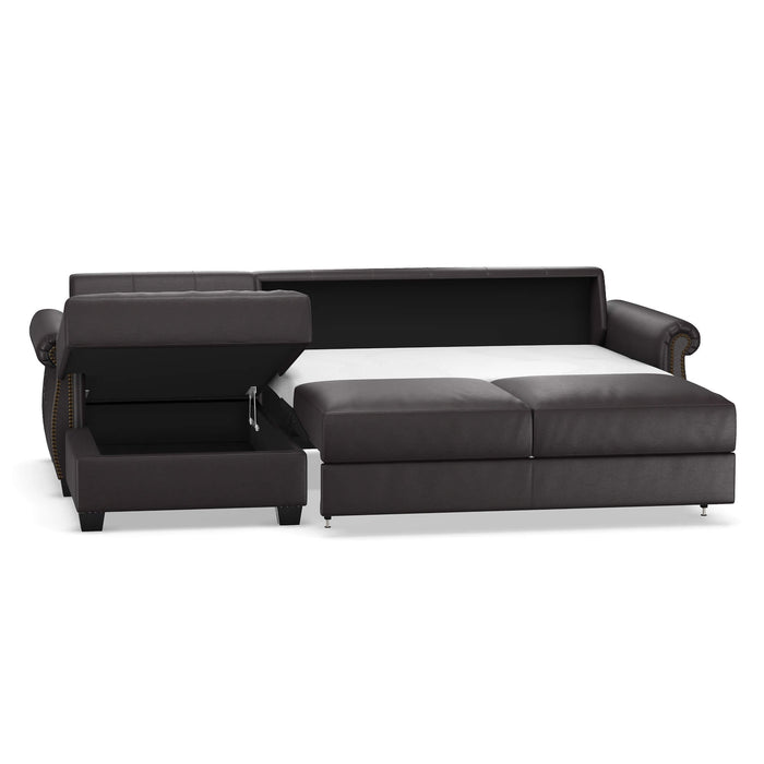 Slofa The Oasis Sectional Sleeper Sofa by Omnia Leather (with Storage Chaise on the LEFT)