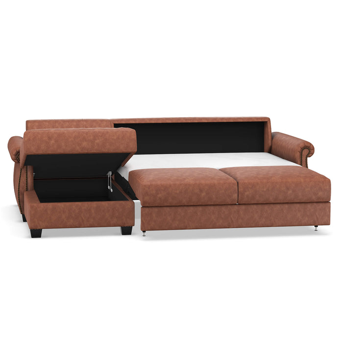 Slofa The Oasis Sectional Sleeper Sofa by Omnia Leather (with Storage Chaise on the LEFT)