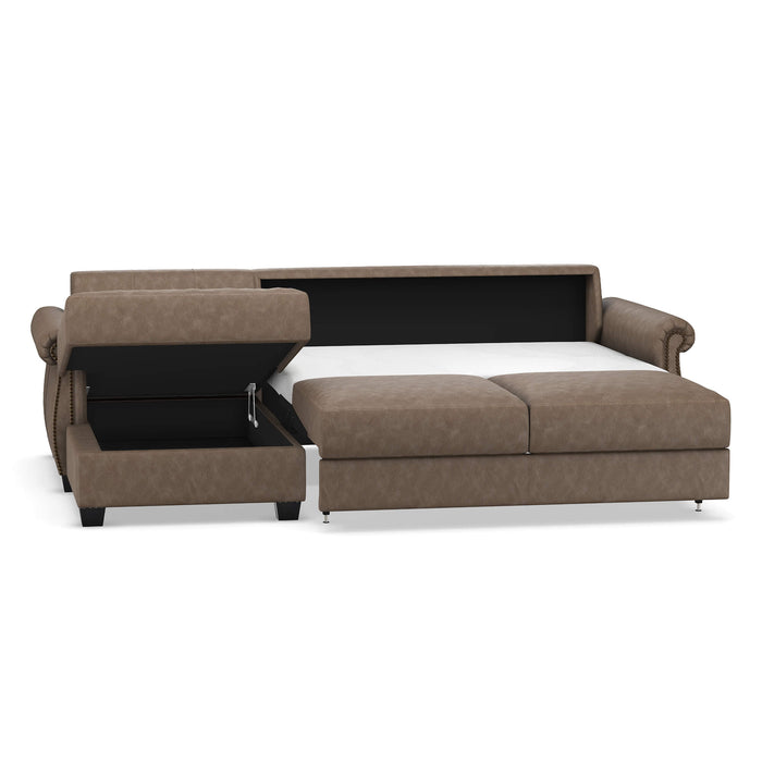 Slofa The Oasis Sectional Sleeper Sofa by Omnia Leather (with Storage Chaise on the LEFT)