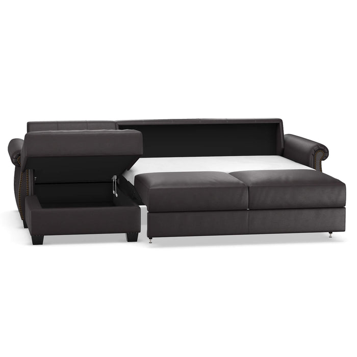 Slofa The Oasis Sectional Sleeper Sofa by Omnia Leather (with Storage Chaise on the LEFT)