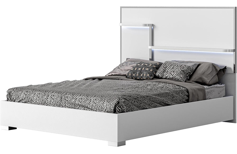 Chintaly OSLO King Bed Melamine Wood Footboard & Side Rails Gloss White