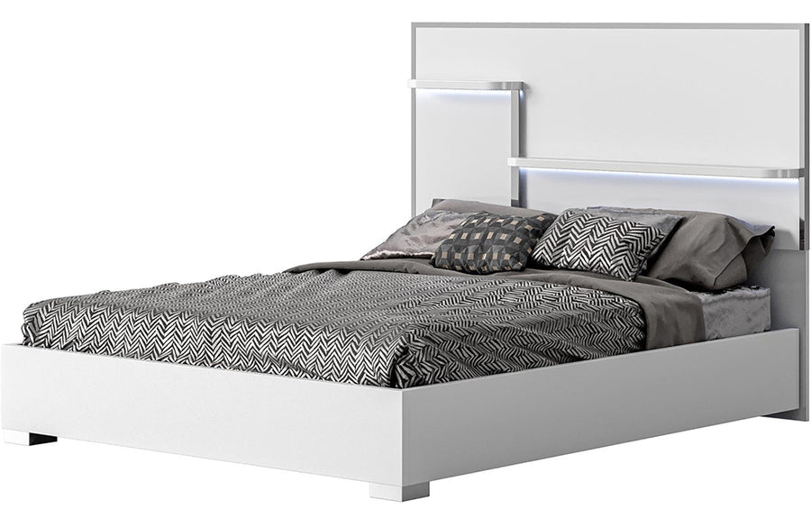 Chintaly OSLO King Bed Melamine Wood Headboard Gloss White