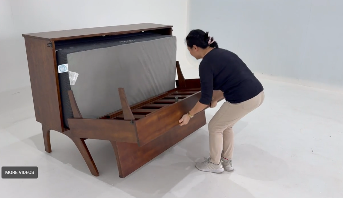 Olympia Murphy Desk Bed in Dark Walnut Finish, QUEEN Size.