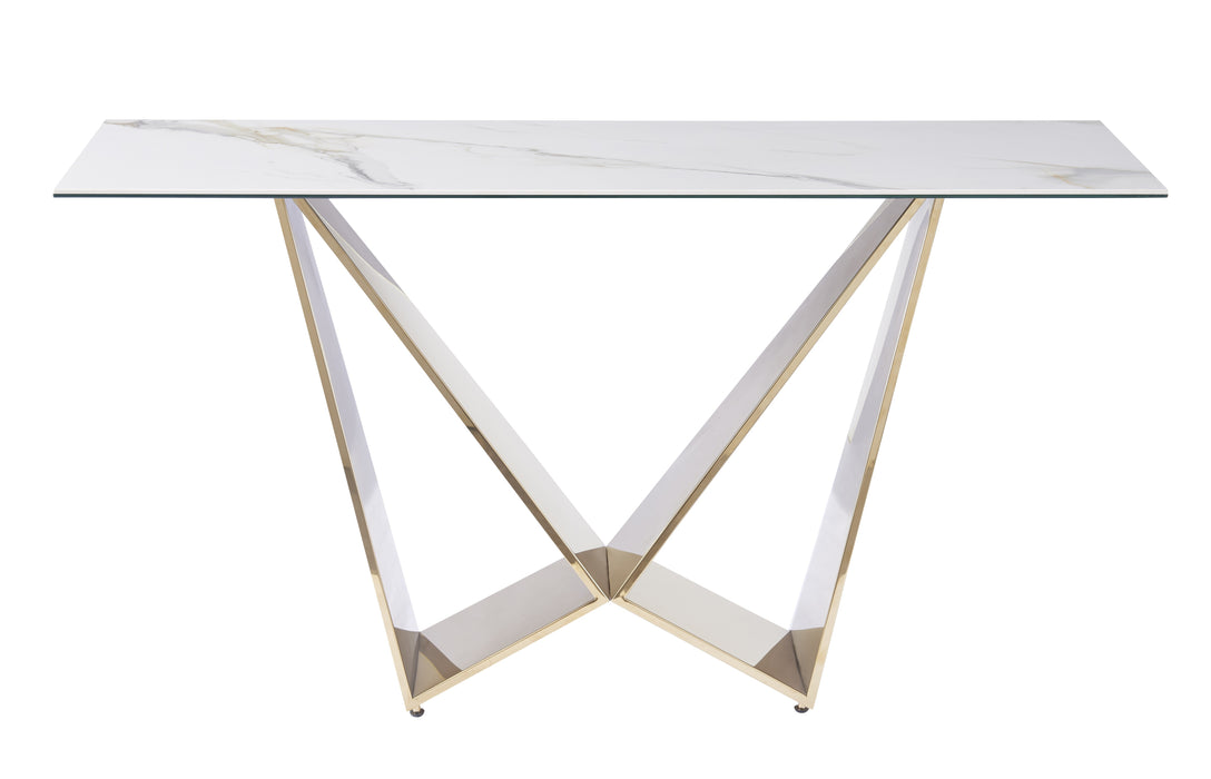 J & M Furniture MC Orleans Console Table in White Ceramic and Gold
