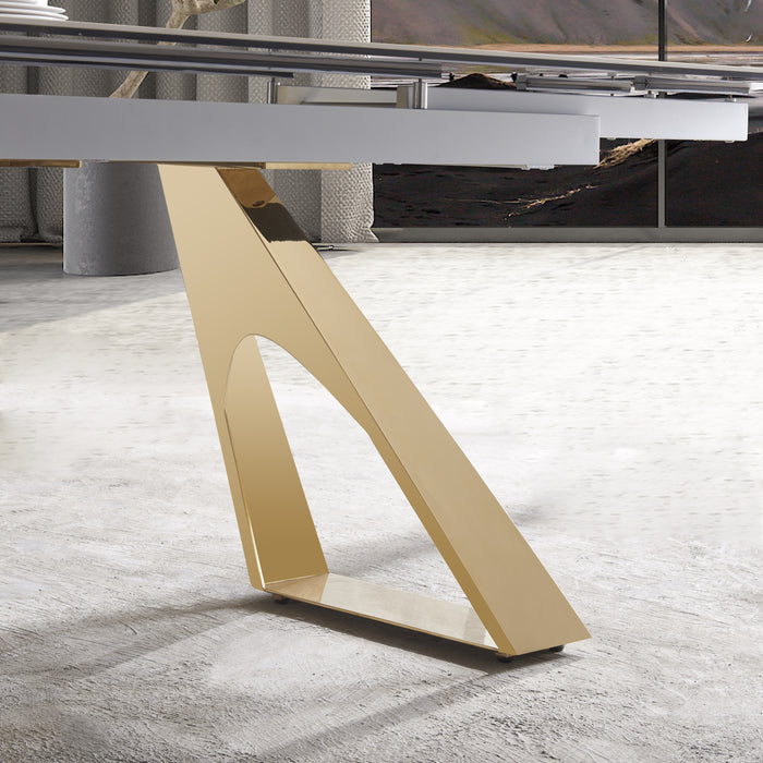 J & M Furniture MC Orleans Extension Table in White Ceramic and Gold