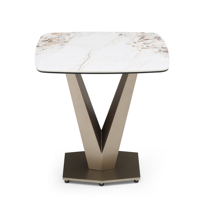 J & M Furniture MC Pandora End Table in Carrara