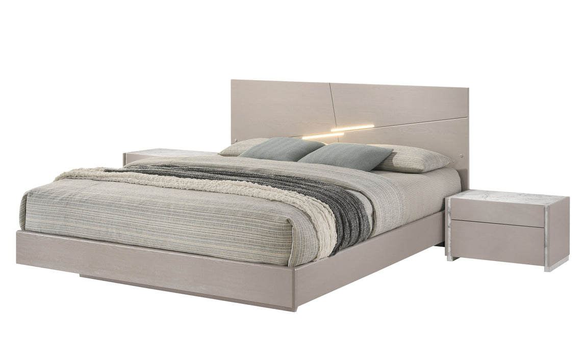 J & M Furniture Pearl Queen Bed in Beige