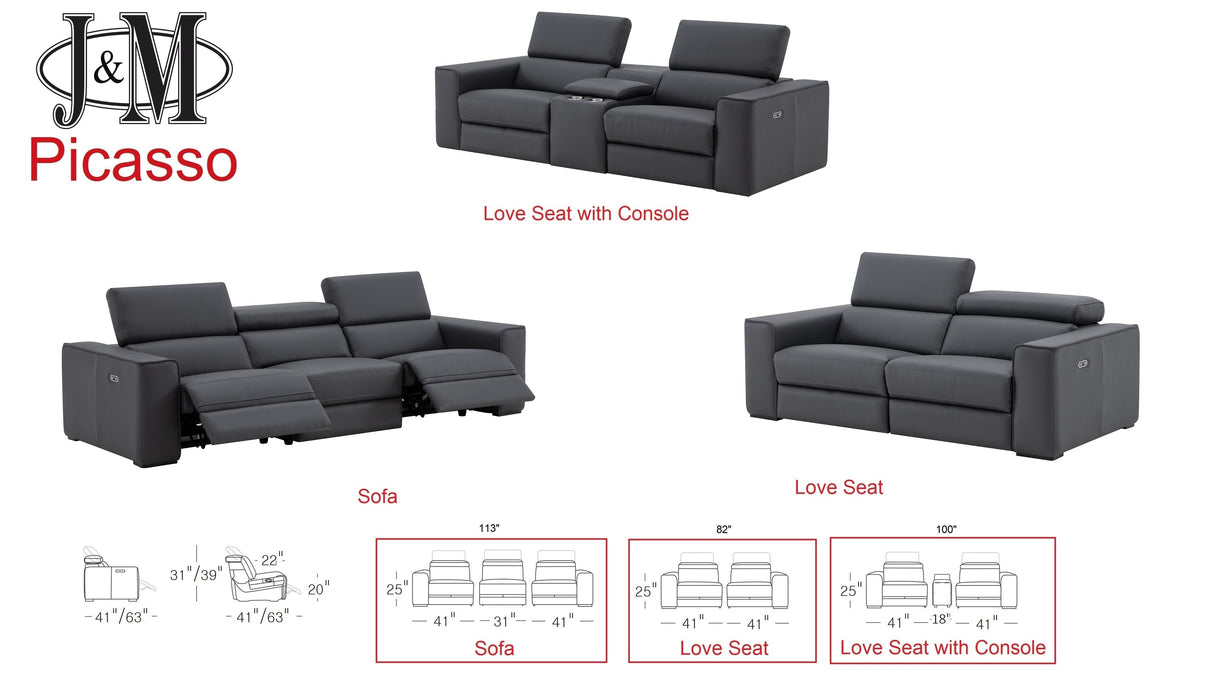 J & M Furniture Picasso Love Seat in Blue Grey