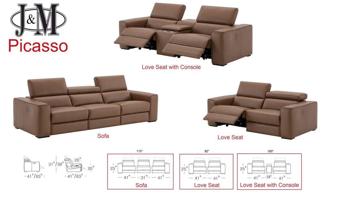 J & M Furniture Picasso Sofa in Caramel