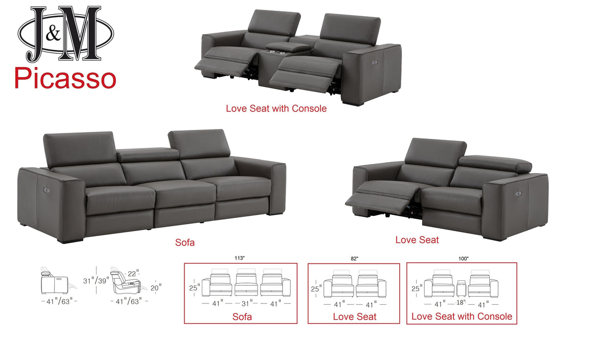 J & M Furniture Picasso Love Seat in Dark Grey
