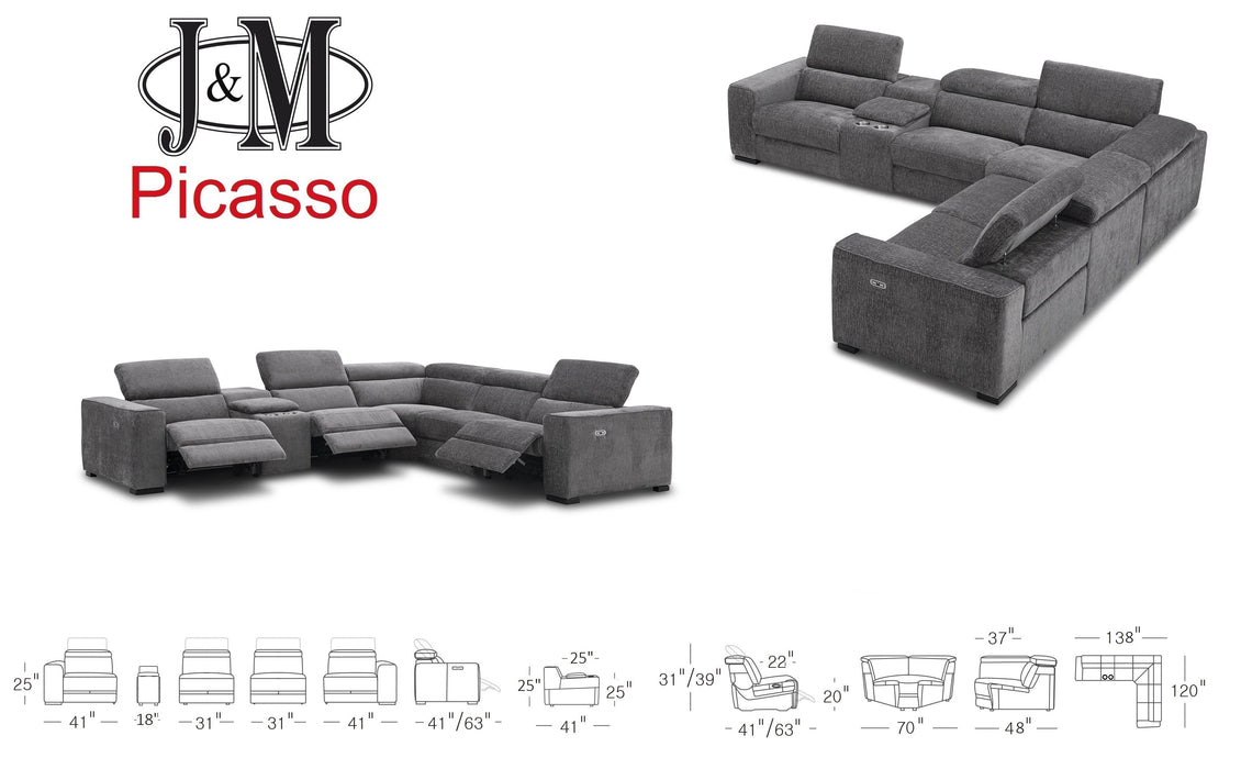 J & M Furniture Picasso Motion Fabric Sectional