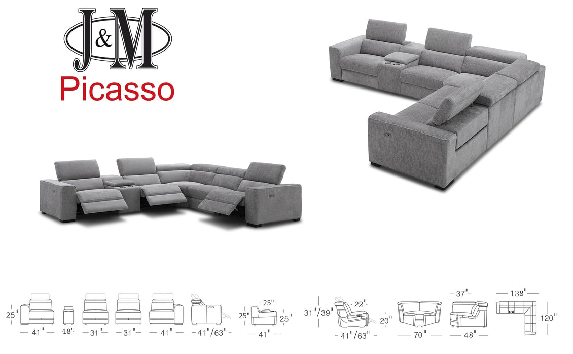 J & M Furniture Picasso Motion Fabric Sectional