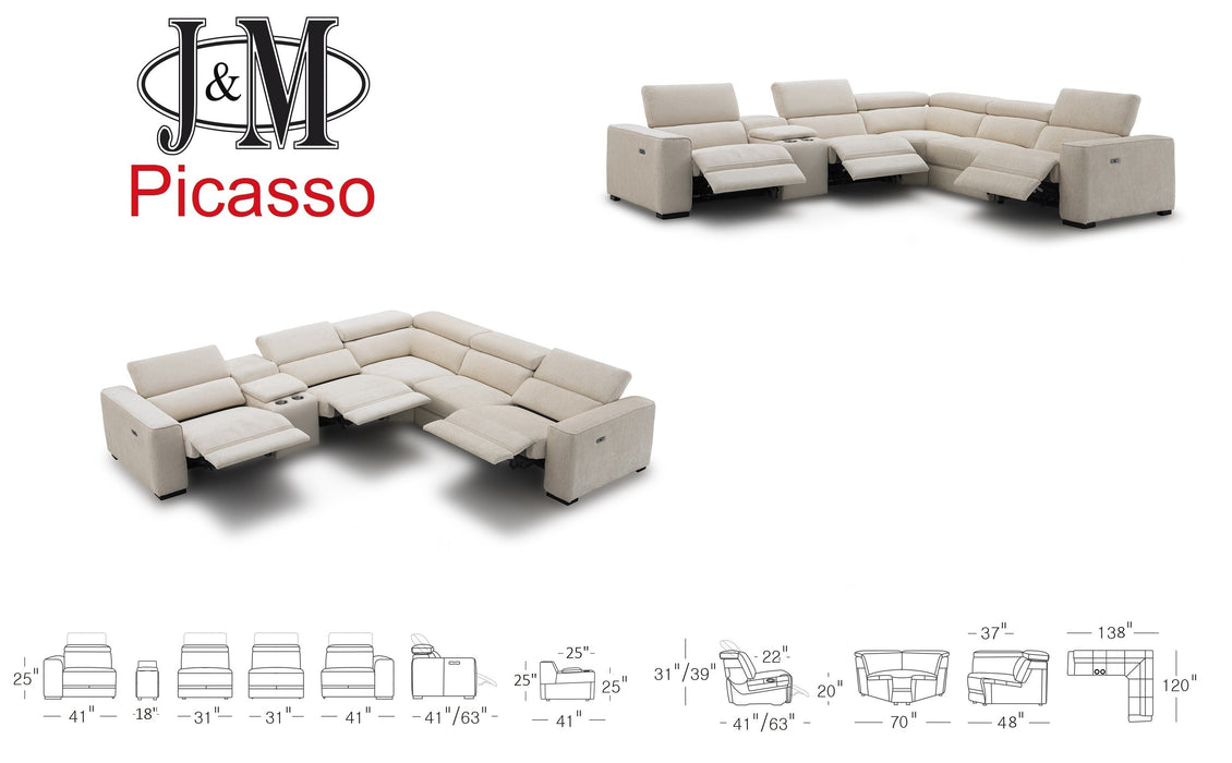 J & M Furniture Picasso Motion Fabric Sectional