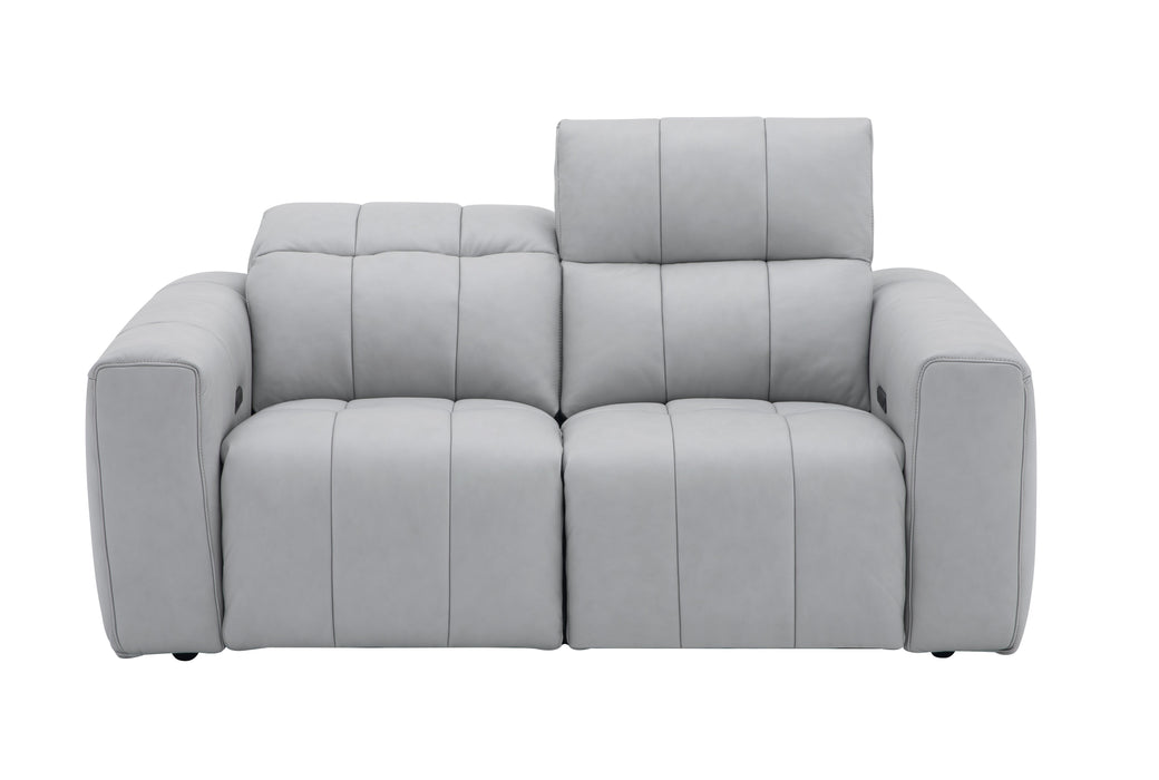 J & M Furniture Prescott Leather Loveseat in Light Grey
