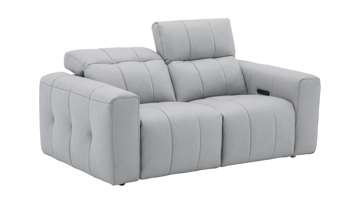 J & M Furniture Prescott Leather Loveseat in Light Grey