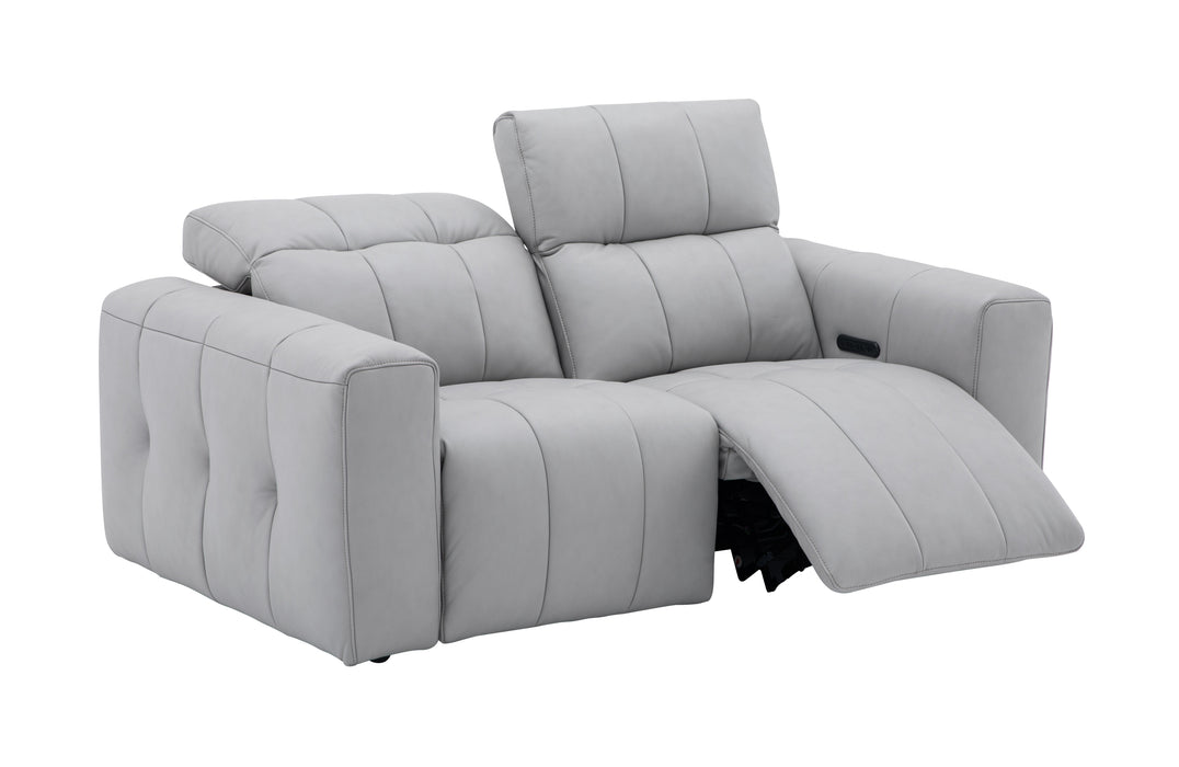 J & M Furniture Prescott Leather Loveseat in Light Grey