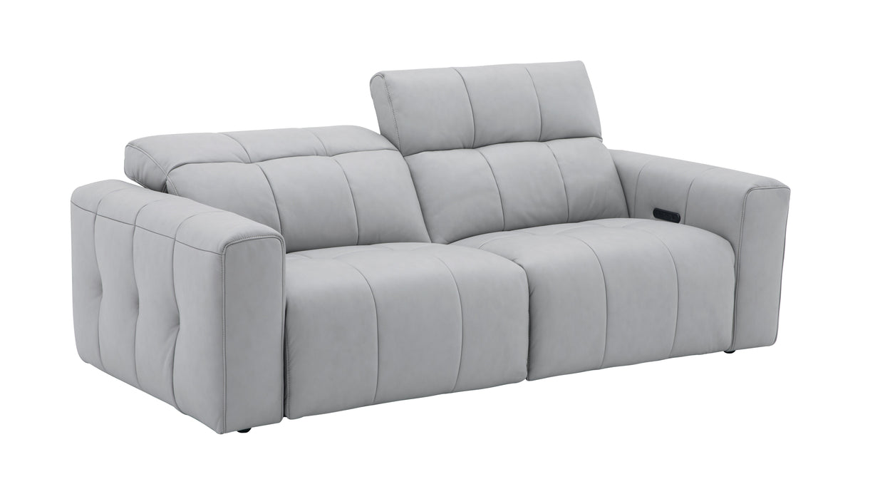 J & M Furniture Prescott Leather Sofa in Light Grey