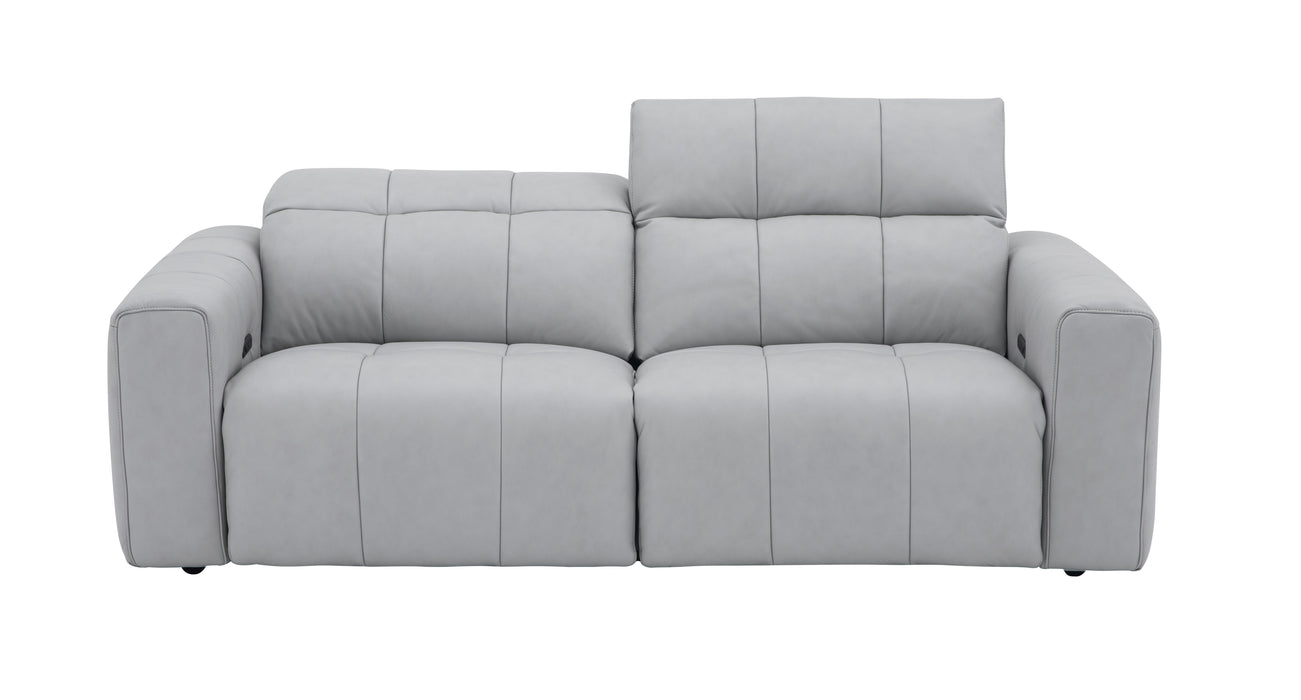 J & M Furniture Prescott Leather Sofa in Light Grey