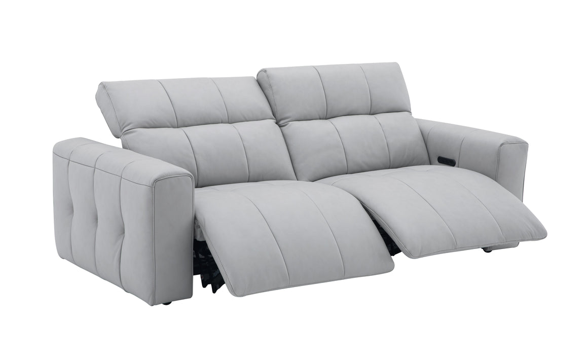 J & M Furniture Prescott Leather Sofa in Light Grey